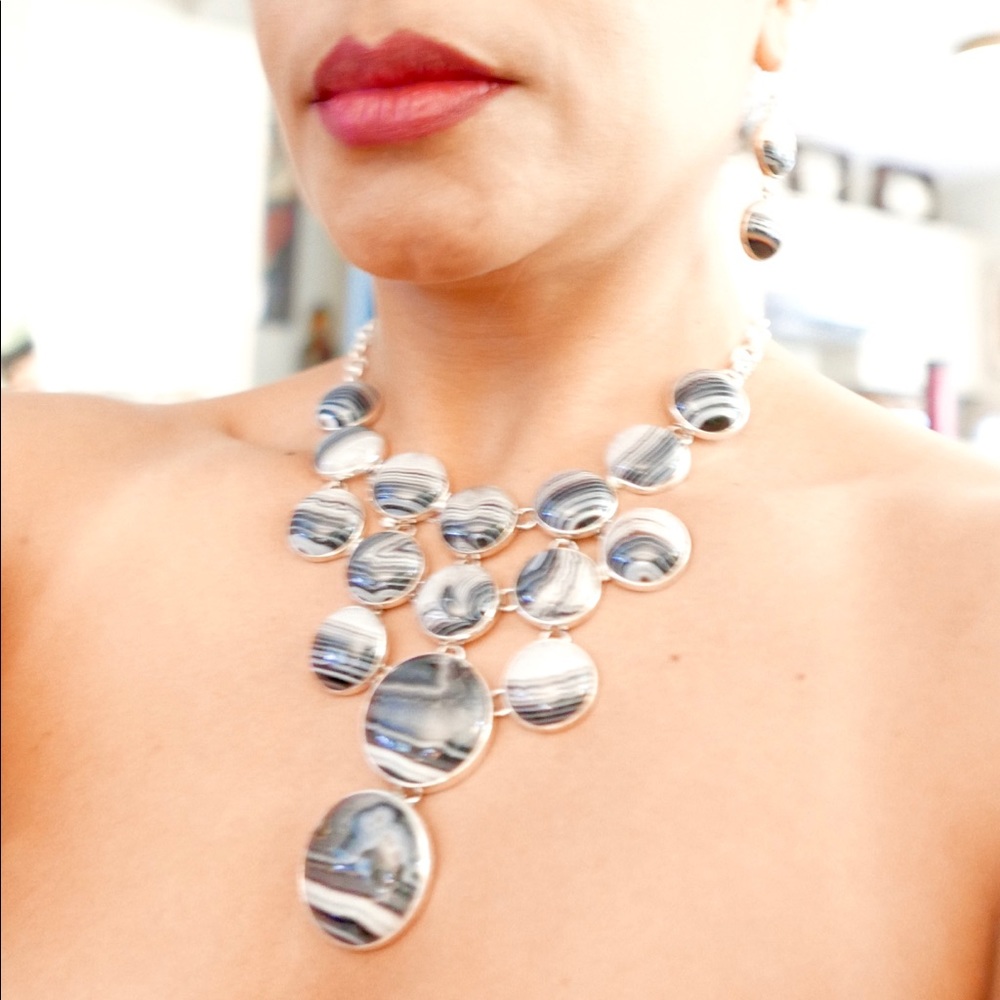 Ribbon Quartz and Sterling Silver Necklace